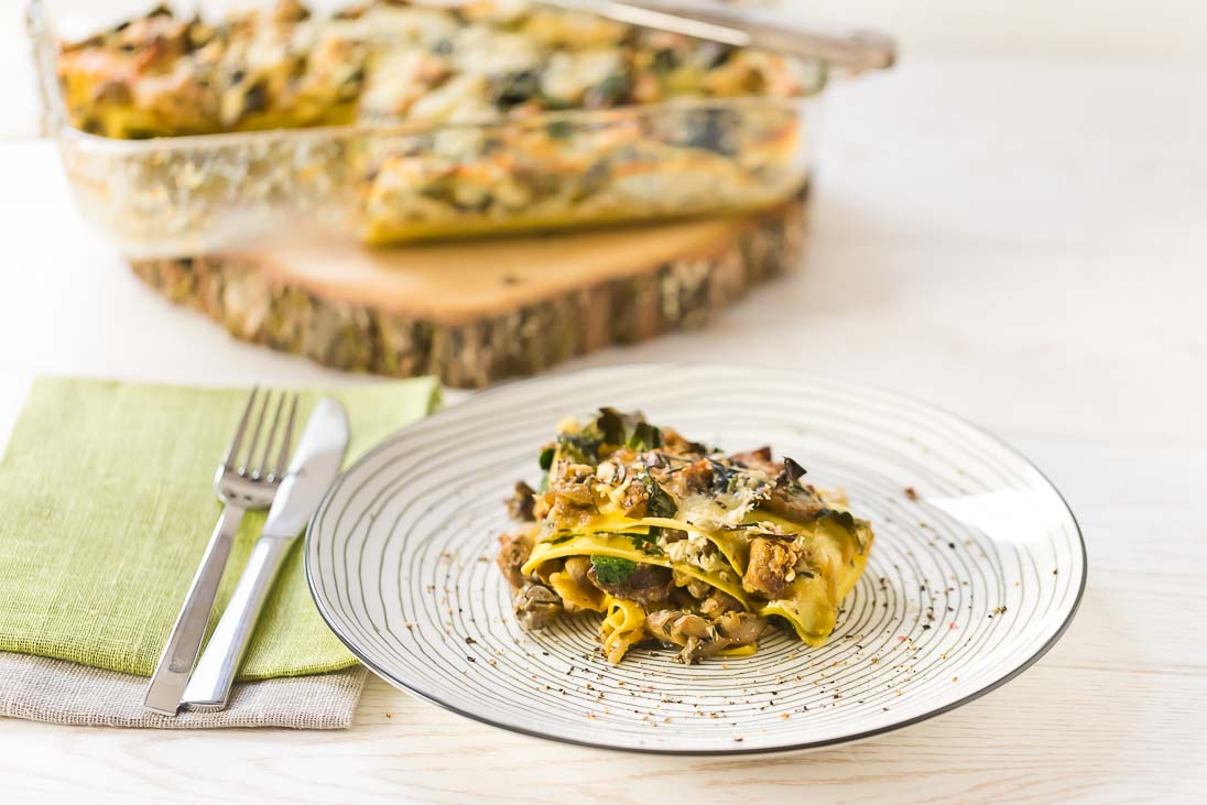 Vegetarische Lasagne mit Pilzen und Spinat Vegi vegetarisch casual cooking österreichischer food blog